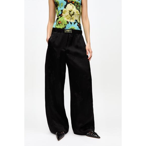 GANNI Black Satin Jacquard Pants XS / 2 - Picture 2 of 16